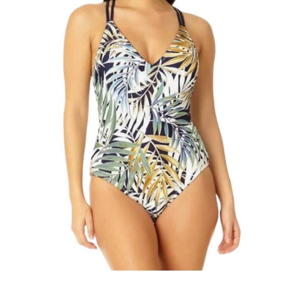 Hurley Criss XS cross back leaf print one piece swimsuit SW 3506